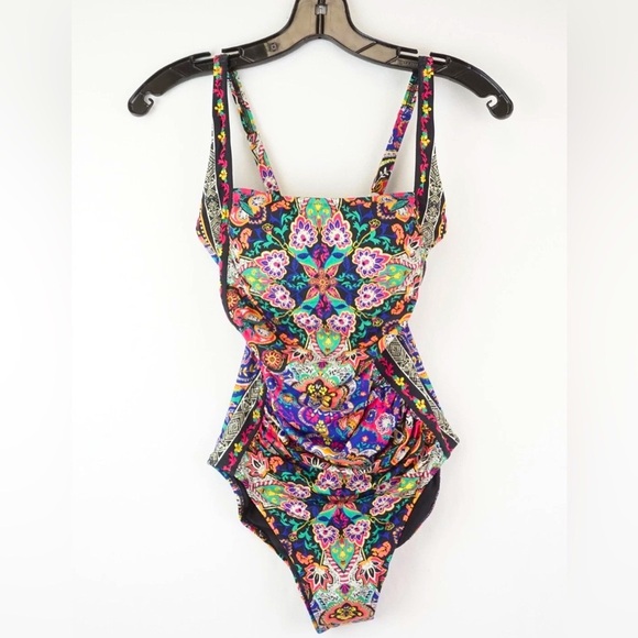 NWT [Johnny Was] Hannah Ruched One-Piece Printed Swimsuit Women’s Size XS - Picture 5 of 16